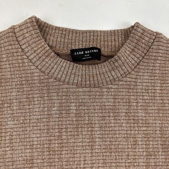 Lane Bryant Brown Crew Neck Tight Knit Sweater Dolman Sleeves Plus Size 14/16 - Picture 3 of 7